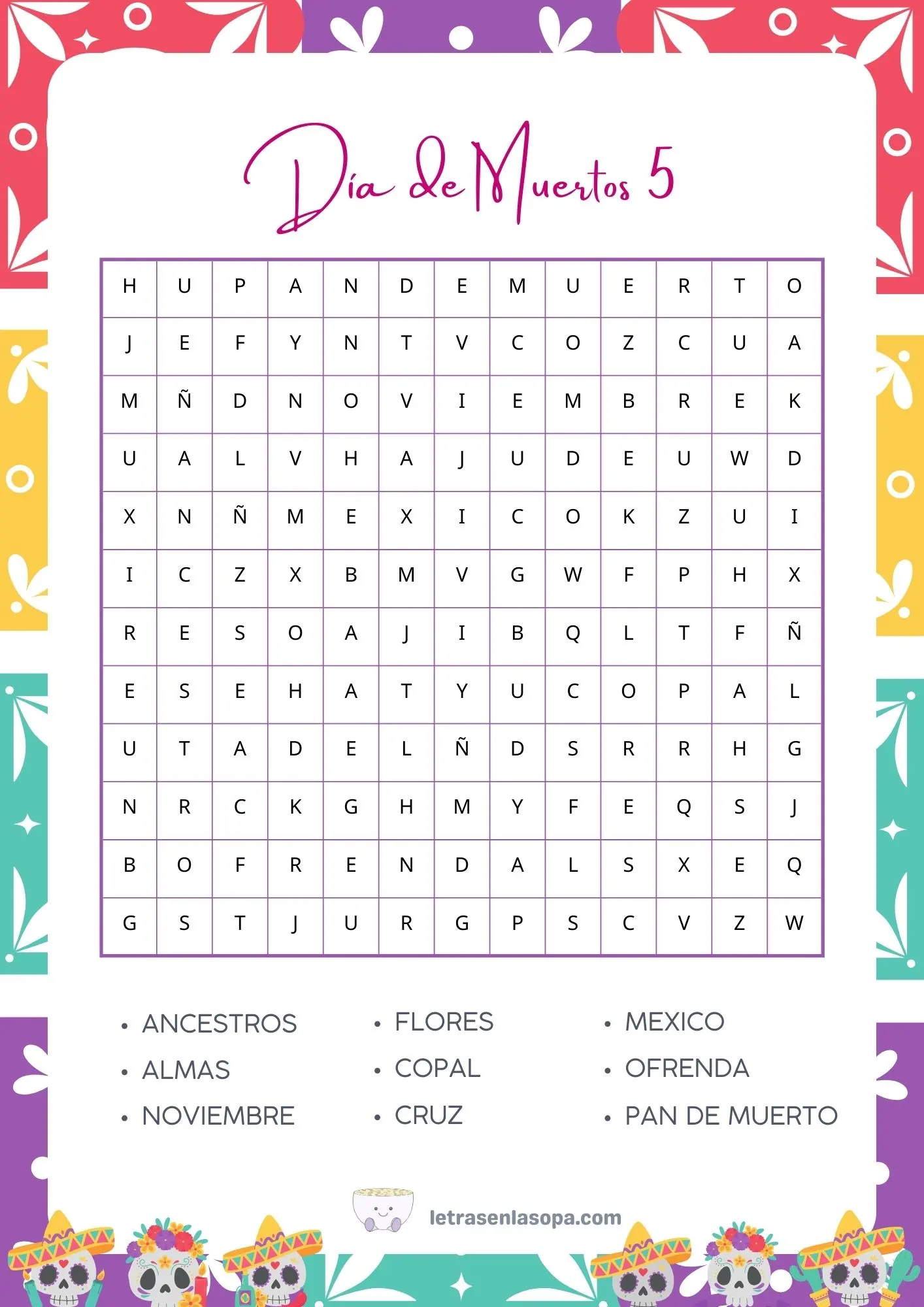 sopas de letras dia de muertos sopas de letras dia de muertos