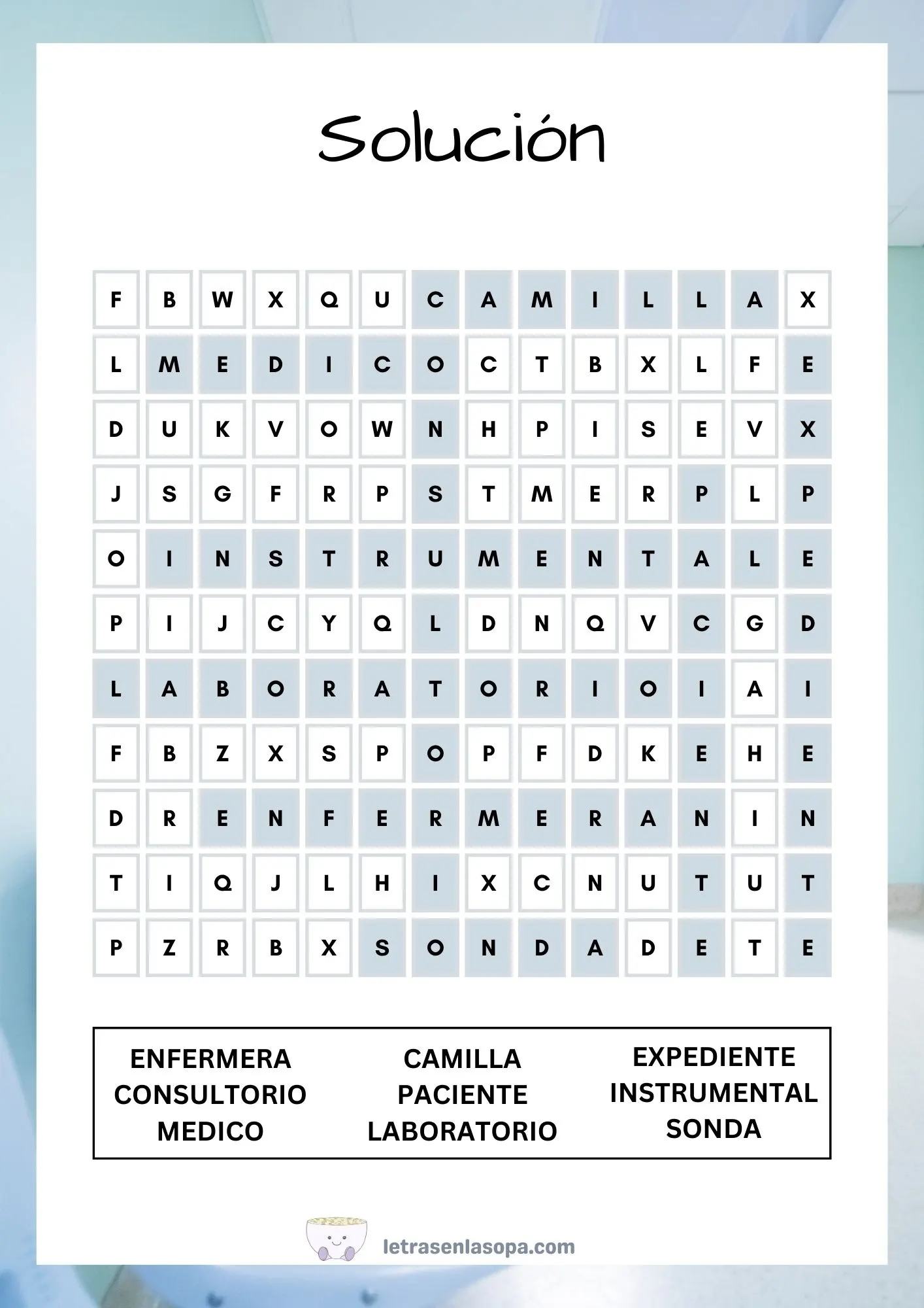 soluciones sopa de letras para imprimir grandes gratis español letra grande 