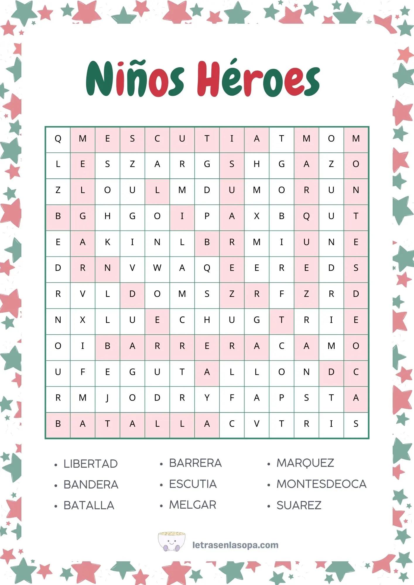 sopas de letras niños heroes niños primaria faciles con soluciones soluciones sopas de letras niños heroes niños primaria faciles con soluciones