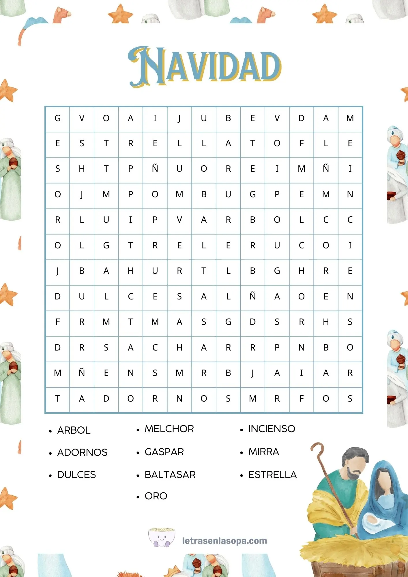 Sopa de letras para niños temática Navidad Sopa de letras para niños temática Navidad