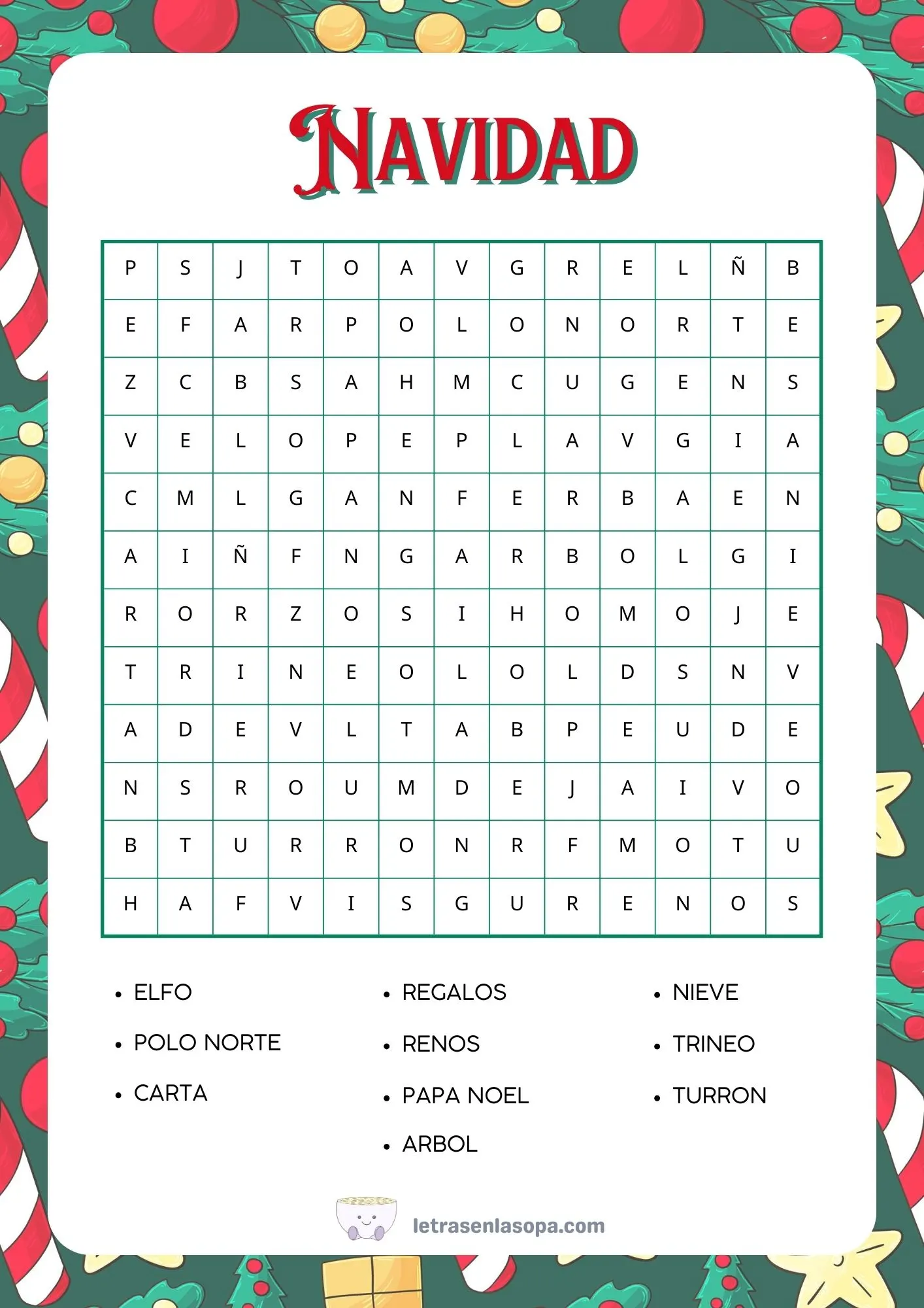 Sopa de letras de Navidad niños PDF Sopa de letras de Navidad niños PDF
