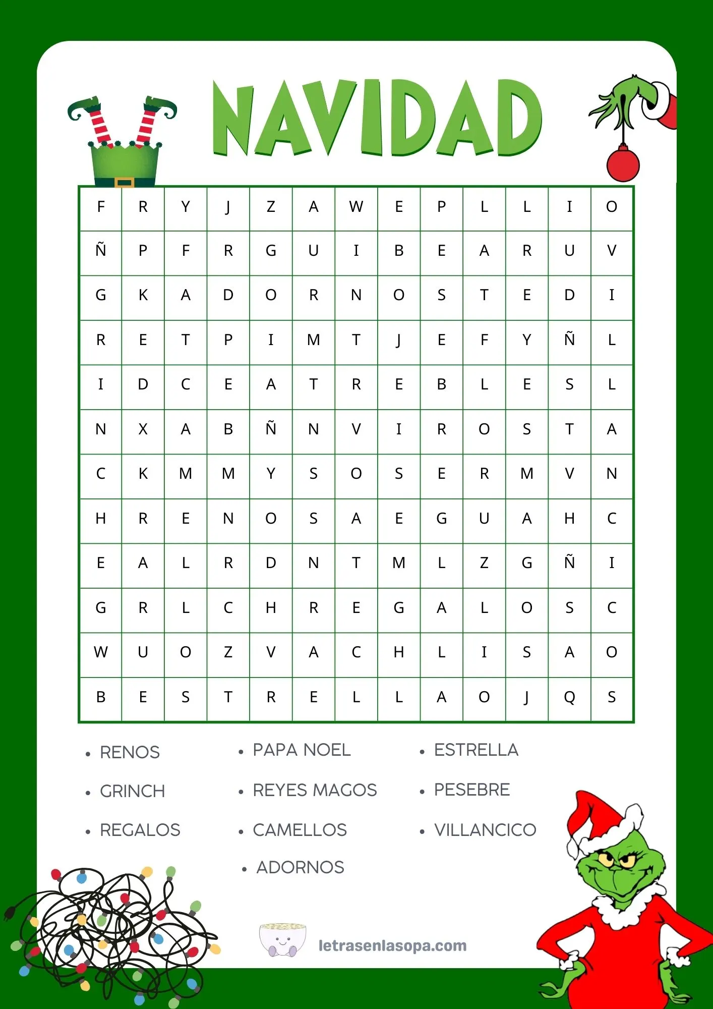Sopa de letras navideñas para niños PDF Sopa de letras navideñas para niños PDF
