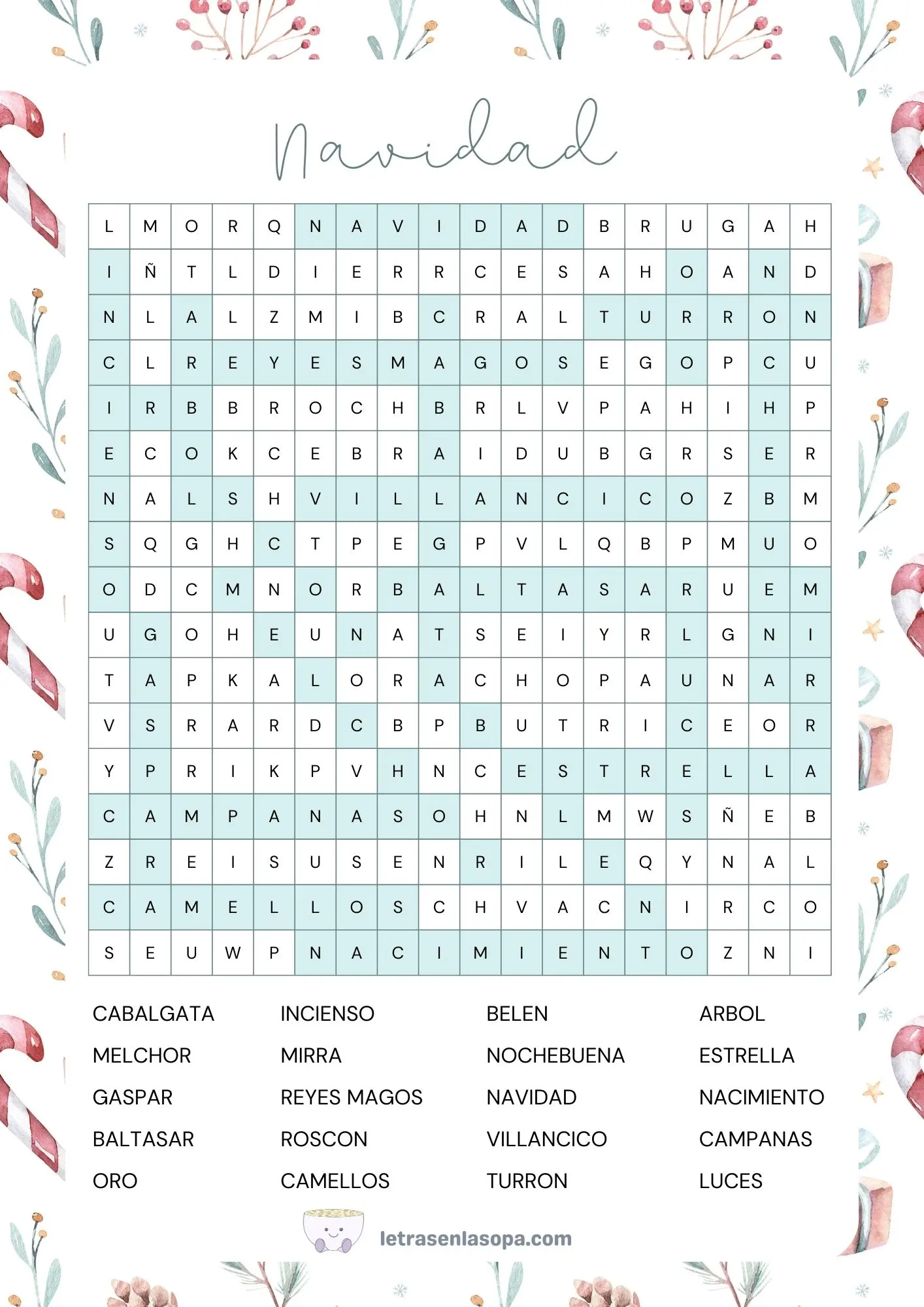 soluciones sopas de letras navideñas para imprimir