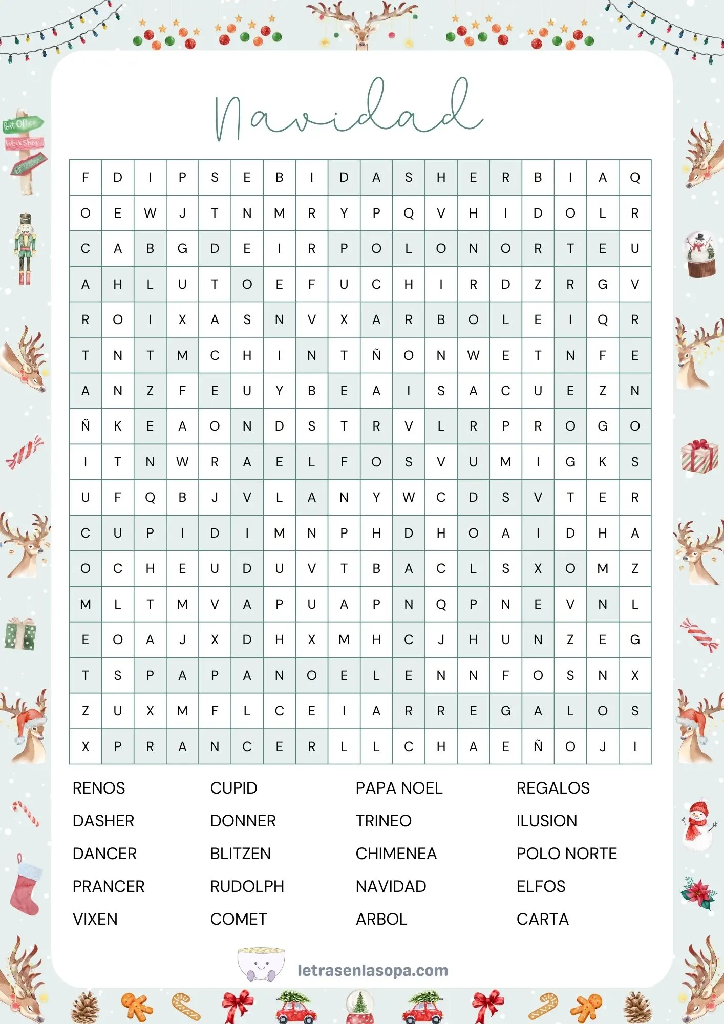 soluciones sopas de letras navideñas para imprimir pdf