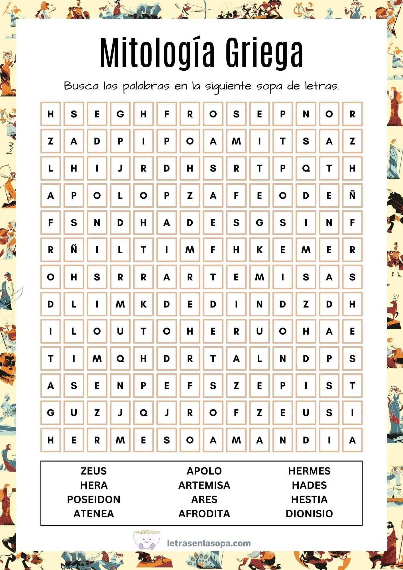 sopas de letras adultos gratis mitologia griega dioses sopas de letras adultos gratis mitologia griega dioses